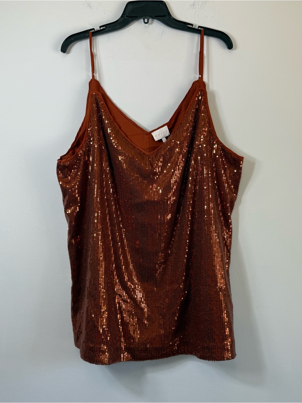 NWT Entro Plus Size 2X Bronze Copper Sequin V-Neck Cami Tank Top
